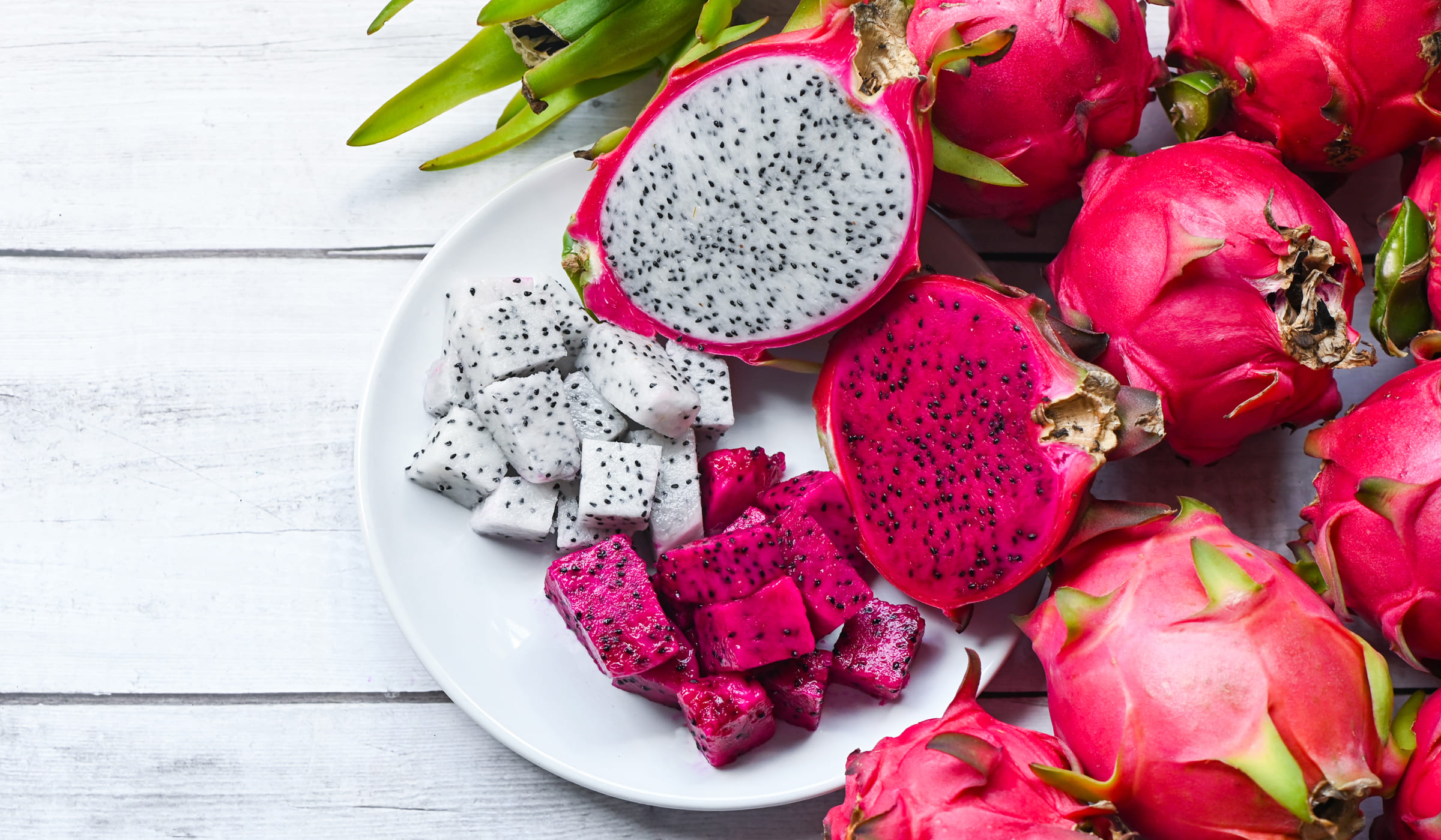 Red and white Dragon fruits